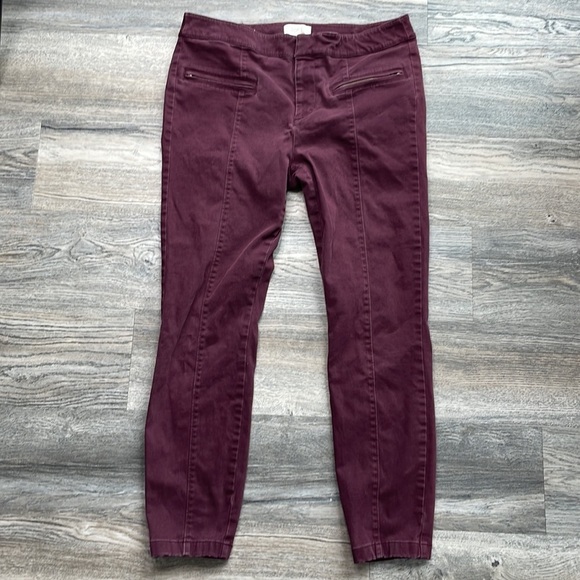 Loft Outlet Women’s Maroon, Wine, Mid Rise Modern Skinny Ankle Pants, size 6 - Picture 4 of 11